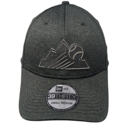 Colorado Rockies MLB New Era Baseball Cap Gray M Metallic Logo Stretch Fit Hat