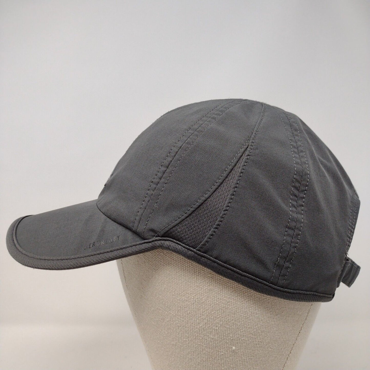 Adidas Aeroready Strapback Hat Gray OSFA Adjustable 3 Stripes Solid