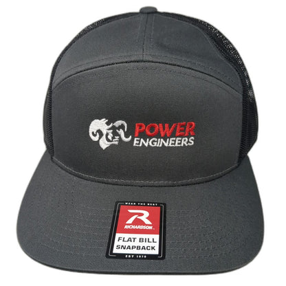 Richardson Trucker Hat Gray One Size Power Engineers Ram Logo Flat Bill Hat