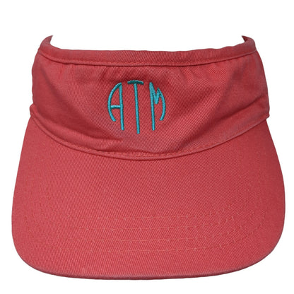 ATM Strapback Sun Visor Hat Pink One Size Adjustable Embroidered Outdoor
