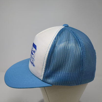 Young An Skips Liquor Trucker Hat Blue White One Size Foam Front Snapback