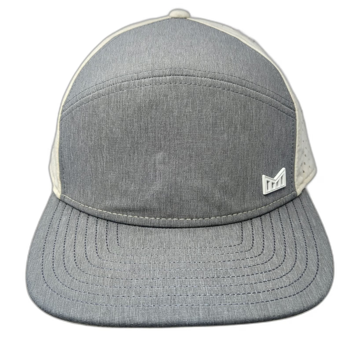 Melin Trenches Hydro Trucker Hat Gray One Size Snapback Mesh Flat Brim Logo