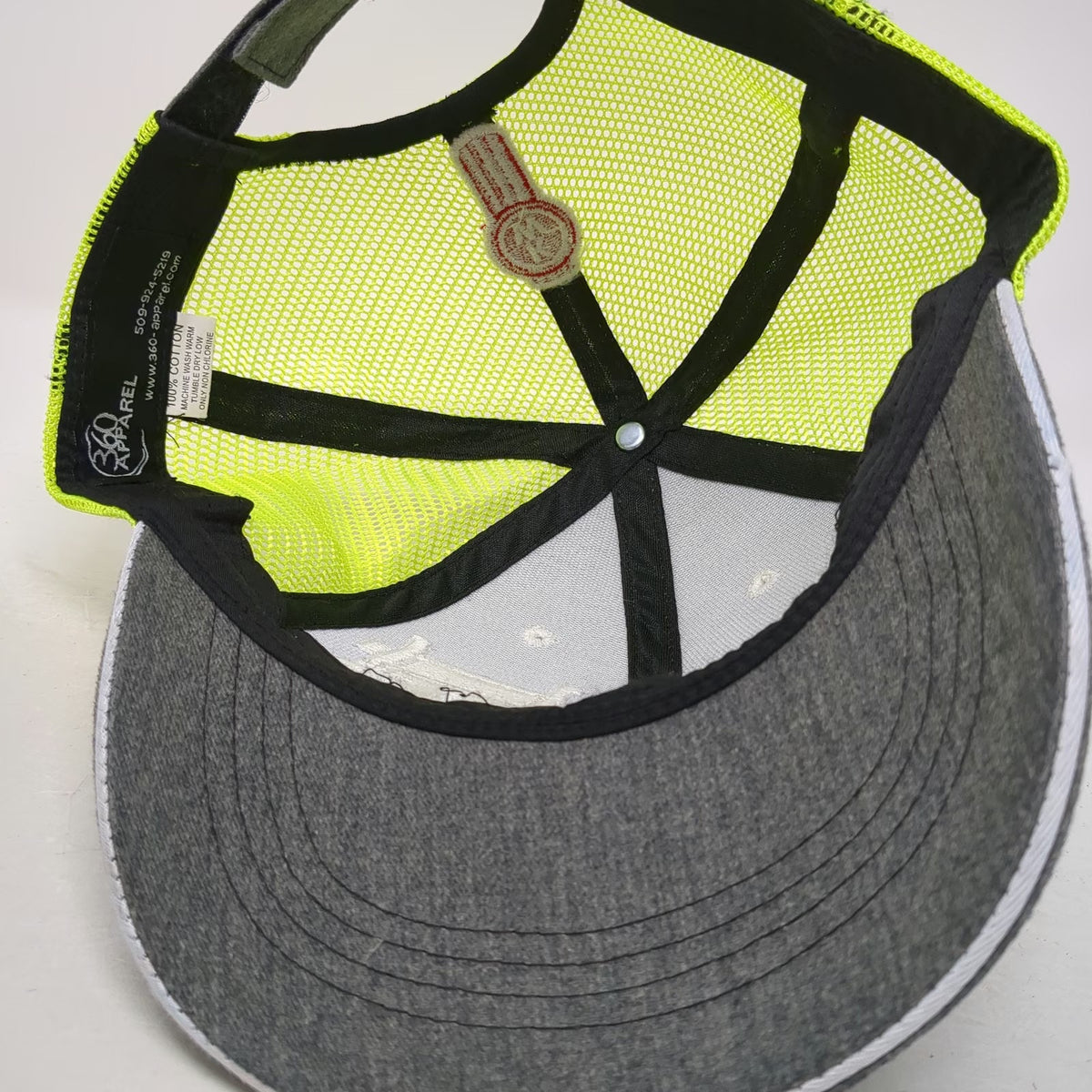 360 Apparel Kenworth Sales Gray Yellow OSFM Baseball Cap Mesh Hat Trucker Flag