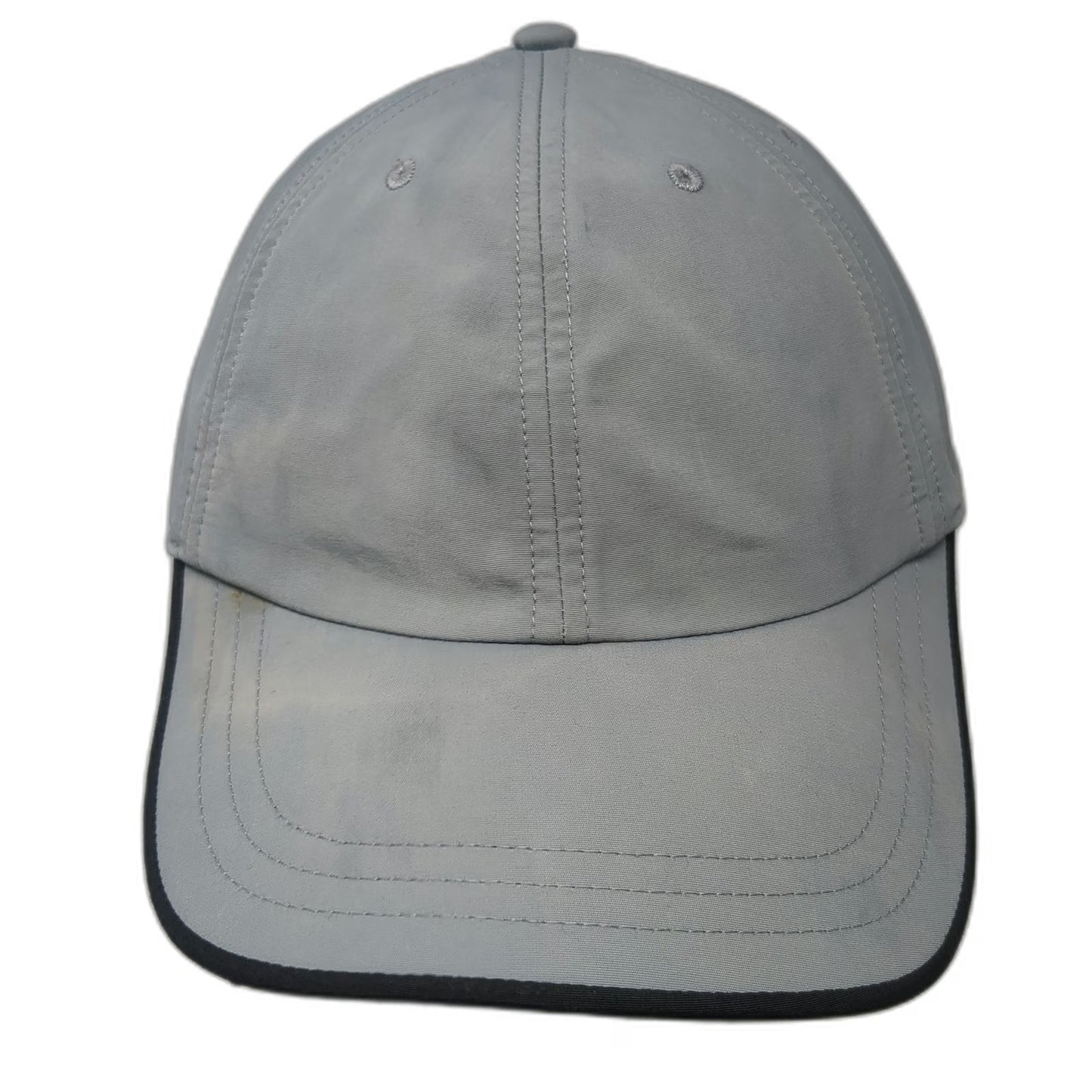 PINK Baseball Cap Gray One Size Adjustable Strap Contrast Piping Curved Brim Hat