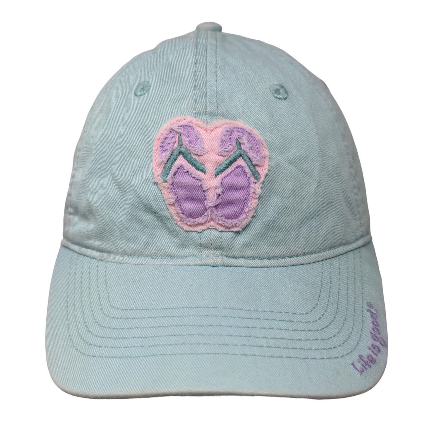 Life is Good Flip Flop Slideback Hat Blue One Size Adjustable Embroidered Cotton