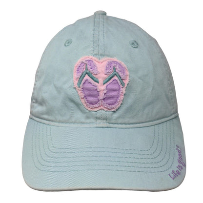 Life is Good Flip Flop Slideback Hat Blue One Size Adjustable Embroidered Cotton