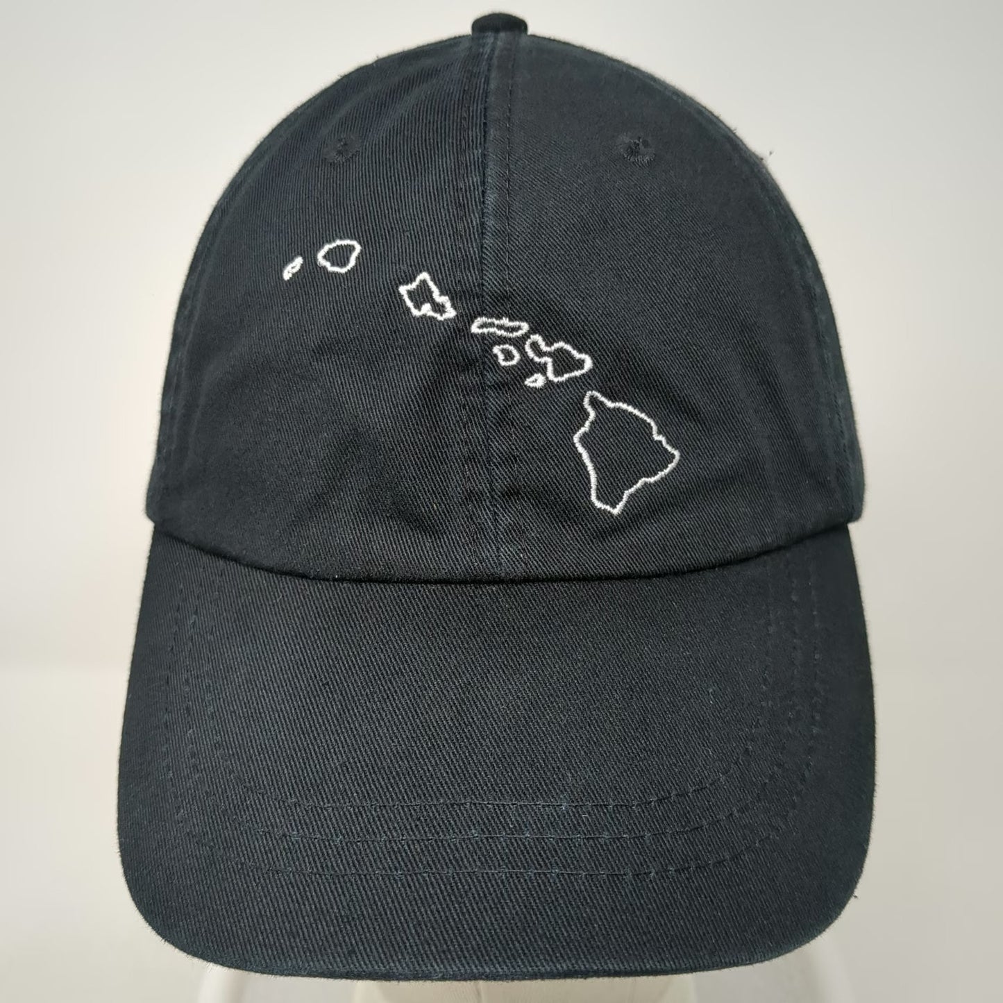 Adams Baseball Cap Black One Size Hawaii Aloha State Leather Strapback Hat