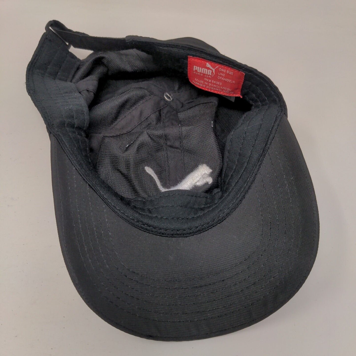 PUMA Strapback Hat Black One Size Embroidered Logo Adjustable Vent Holes