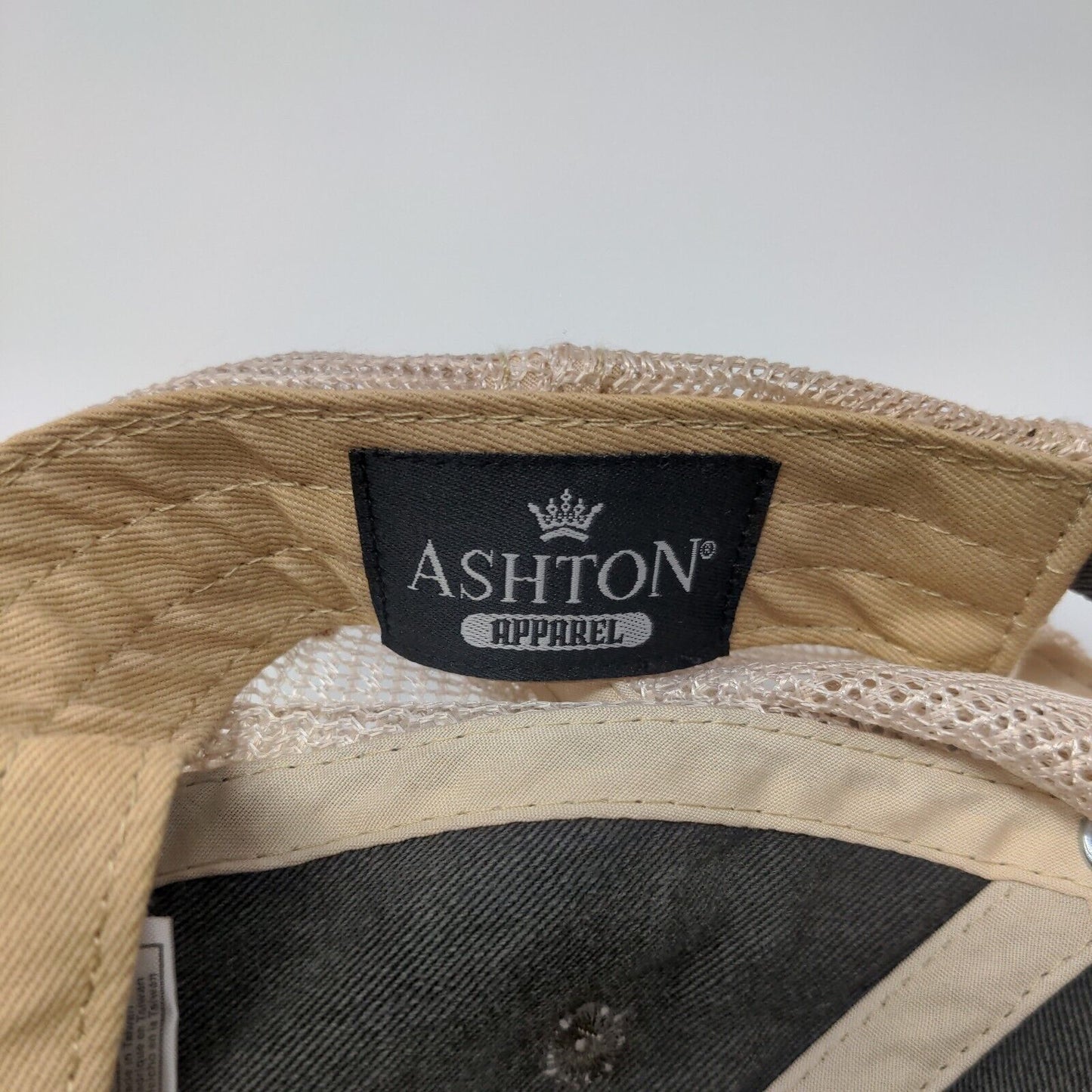 Ashton Slideback Trucker Hat Gray OSFA Adjustable Embroidered Mesh Back 6 Panel