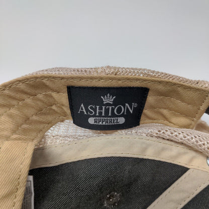 Ashton Slideback Trucker Hat Gray OSFA Adjustable Embroidered Mesh Back 6 Panel