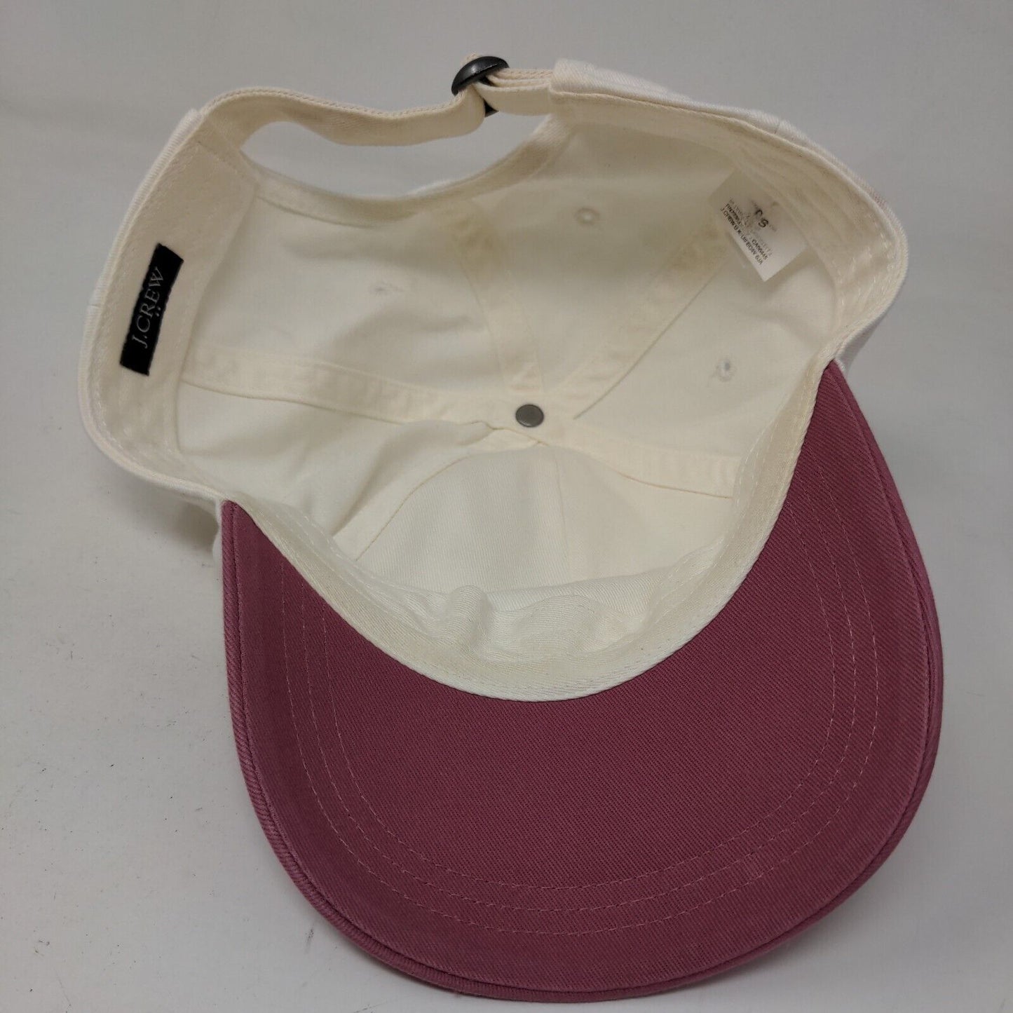 J. Crew Men's Slideback Hat Cream Red Size OS Blank 100% Cotton Adjustable