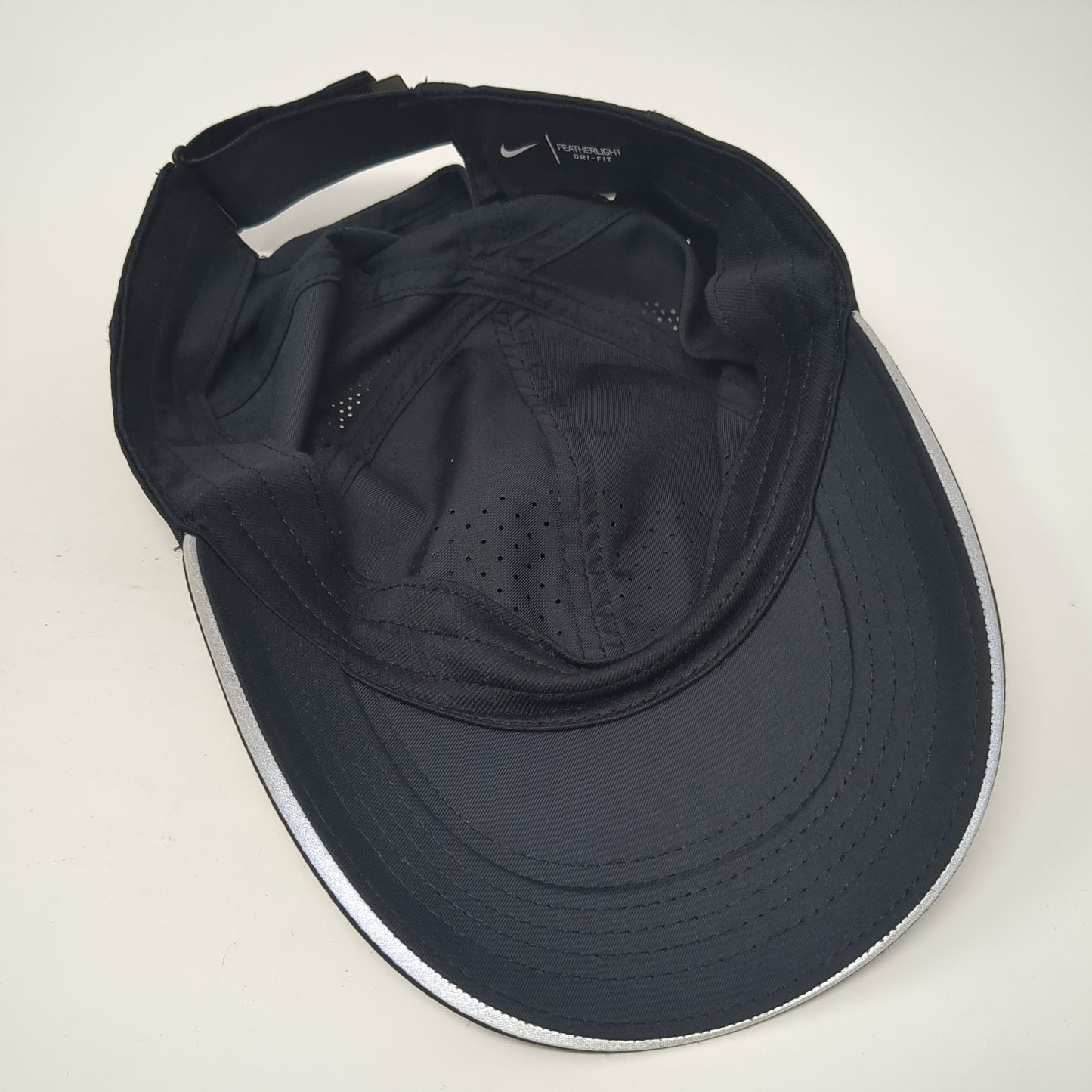 Nike Swoosh Strapback Hat Black One Size Adjustable Laser Cut Dri-Fit