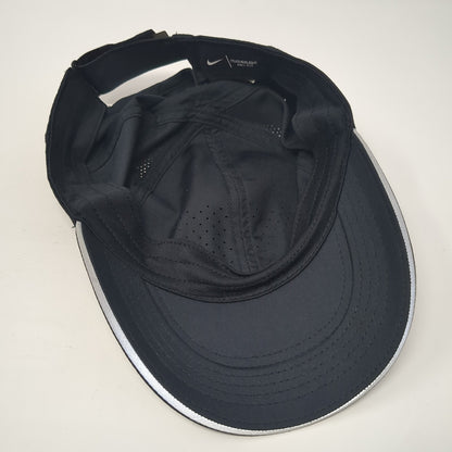 Nike Swoosh Strapback Hat Black One Size Adjustable Laser Cut Dri-Fit