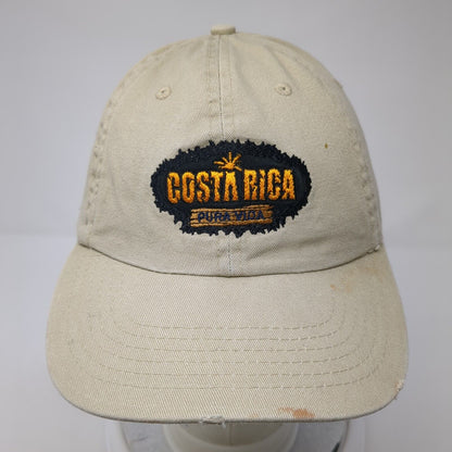 Costa Rica Pura Vida Slideback Hat Tan One Size Adjustable Embroidered 6 Panel
