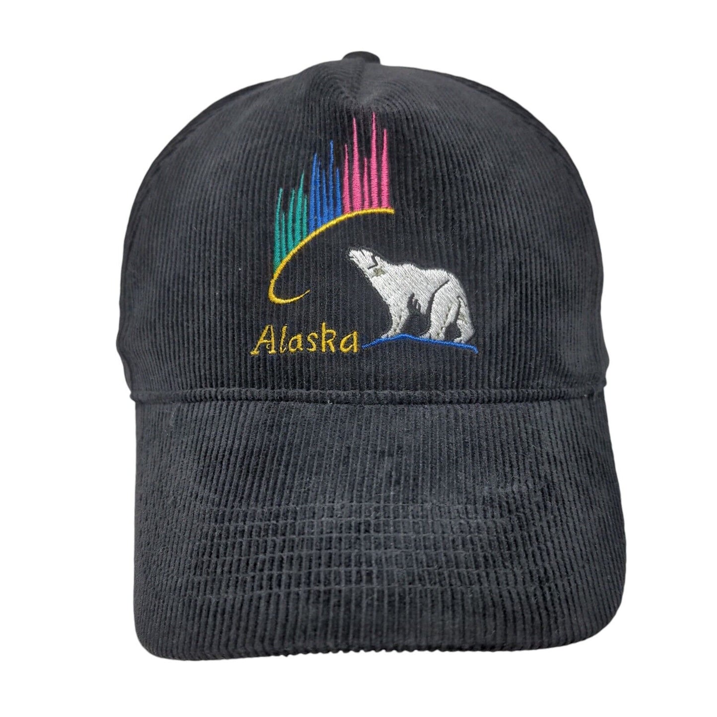 Alaska Polar Bear Snapback Hat Black One Size Corduroy Embroidered