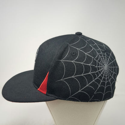 Marvel Snapback Hat Black One Size Metal Spider Logo Red Web Print Super Hero