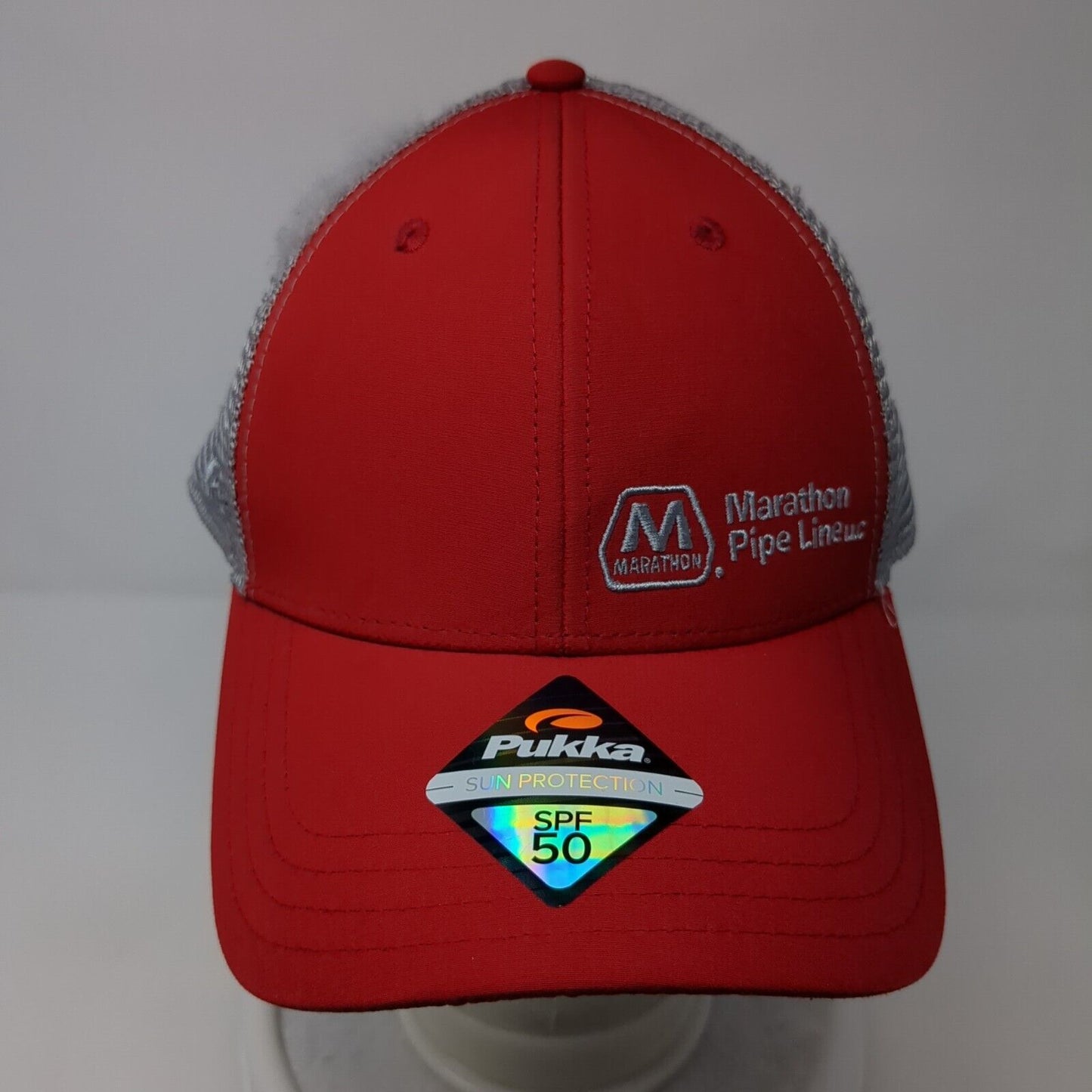 Marathon Pipe Line LLC Snapback Trucker Hat Red One Size SPF 50 Pukka
