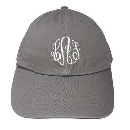 Monogram Slideback Baseball Cap Gray One Size Adjustable Embroidered 6 Panel