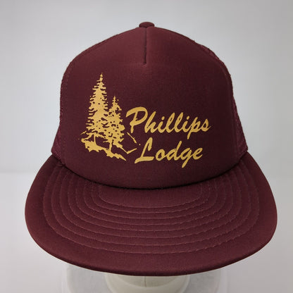 Phillips Lodge Snapback Mesh Back Trucker Hat Red OSFA Solid Adjustable