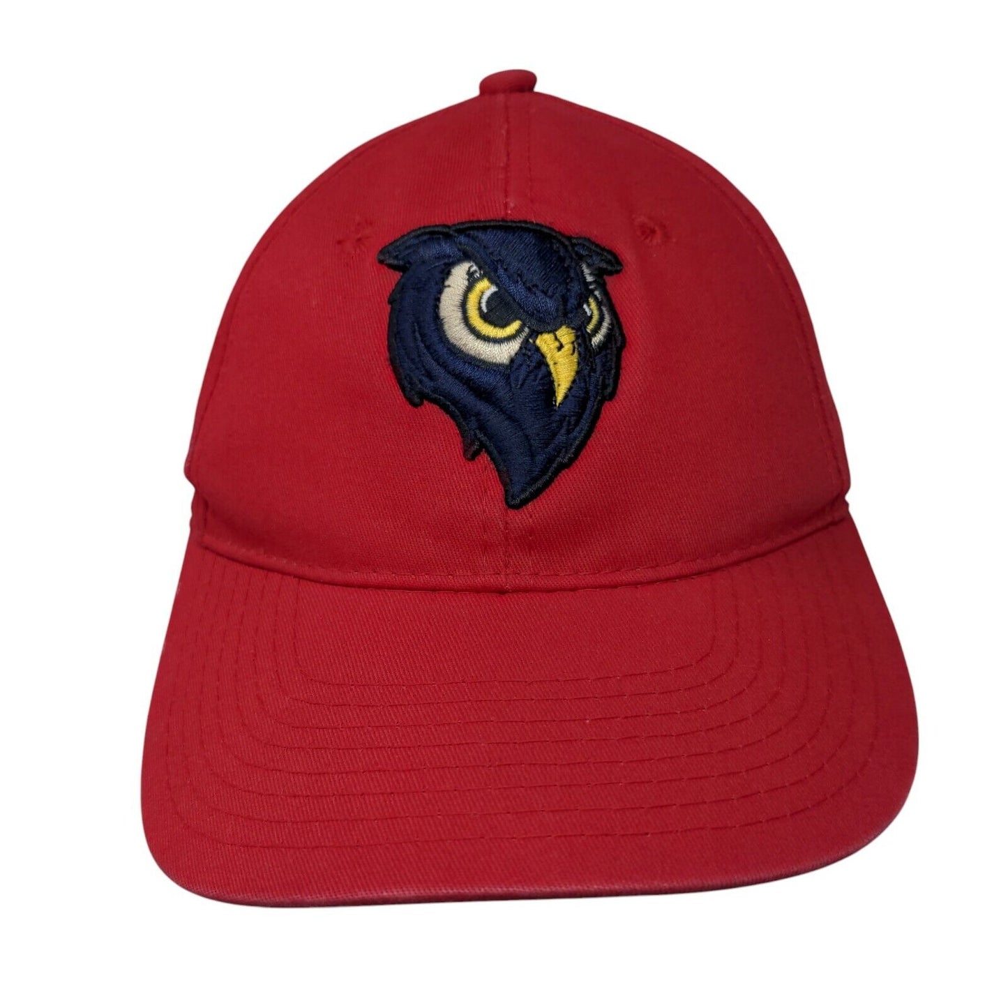Owl Strapback Hat Red OSFM Adjustable Embroidered Outdoor Cap