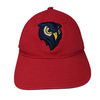 Owl Strapback Hat Red OSFM Adjustable Embroidered Outdoor Cap