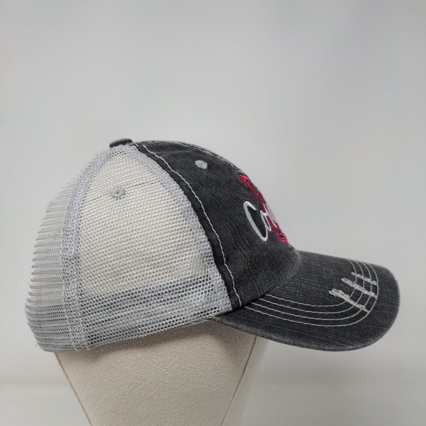 Cowgirl Horseshoe Strapback Mesh Back Trucker Hat Gray OSFM Embroidered