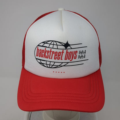 Backstreet Boys DNA World Tour Snapback Trucker Hat Red One Size Mesh Back