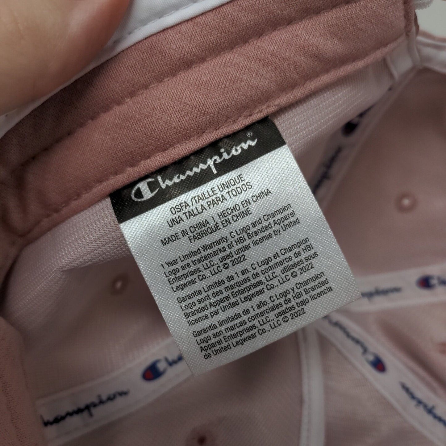 Champion Strapback Hat Pink OSFA Adjustable Vented Holes 6 Panel Polyester