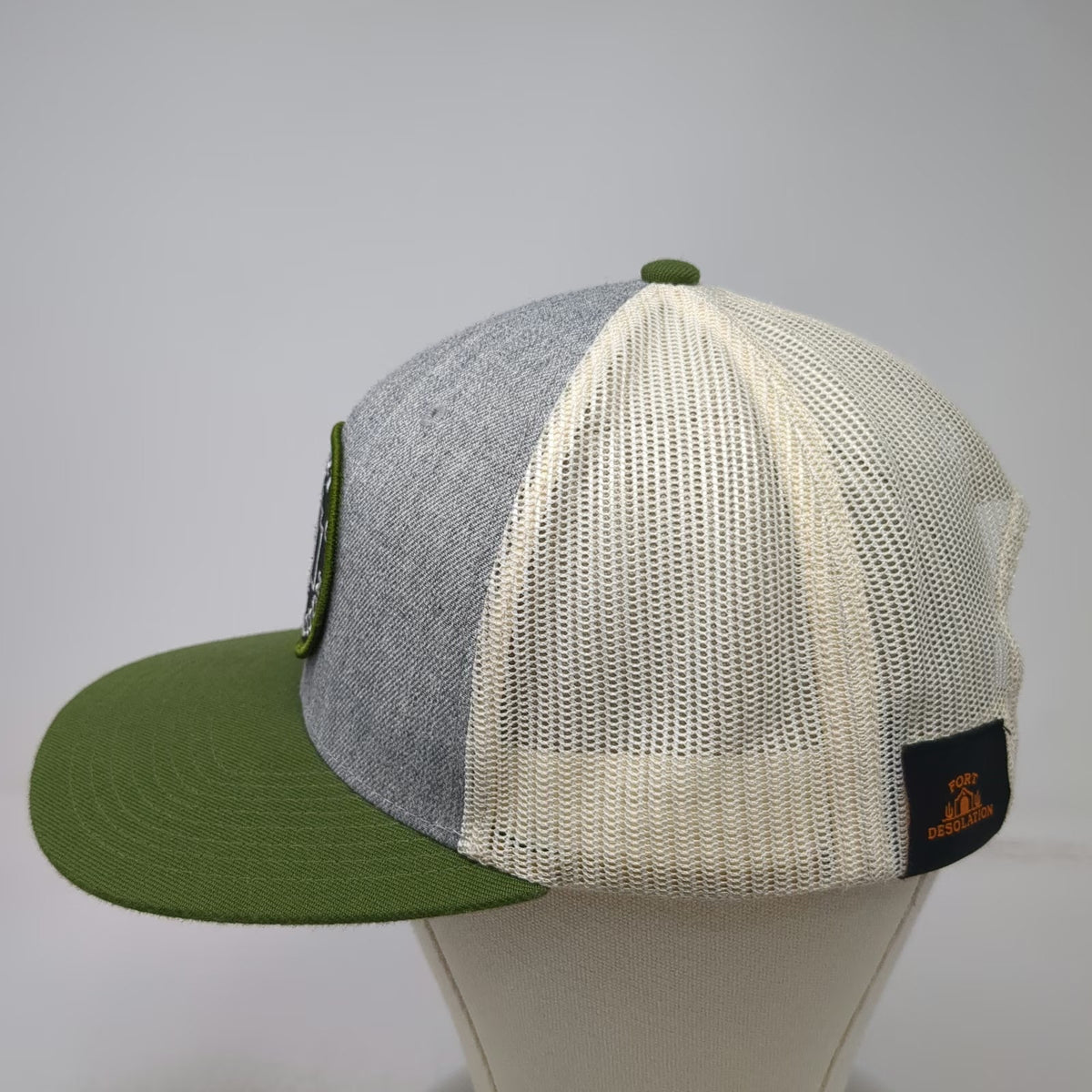 Agent of Frontier Trading Trucker Hat Gray Green White One Size Fort Desolation