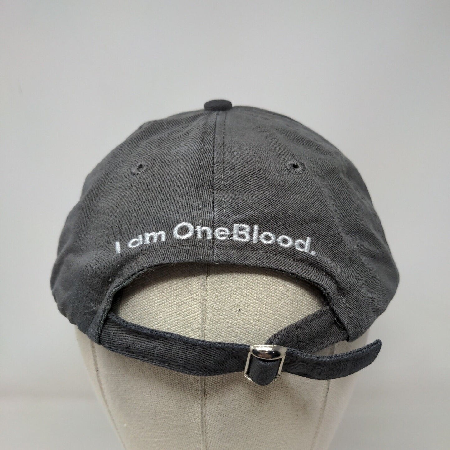 HERO I Am One Blood Slideback Hat Gray One Size Adjustable Embroidered Cotton
