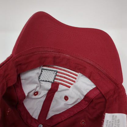 American Flag Slideback Hat Red One Size Adjustable Embroidered Patriotic Cotton
