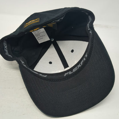 Caterpillar CAT Baseball Cap Black M Flexfit Authentic Workwear White Yellow Hat