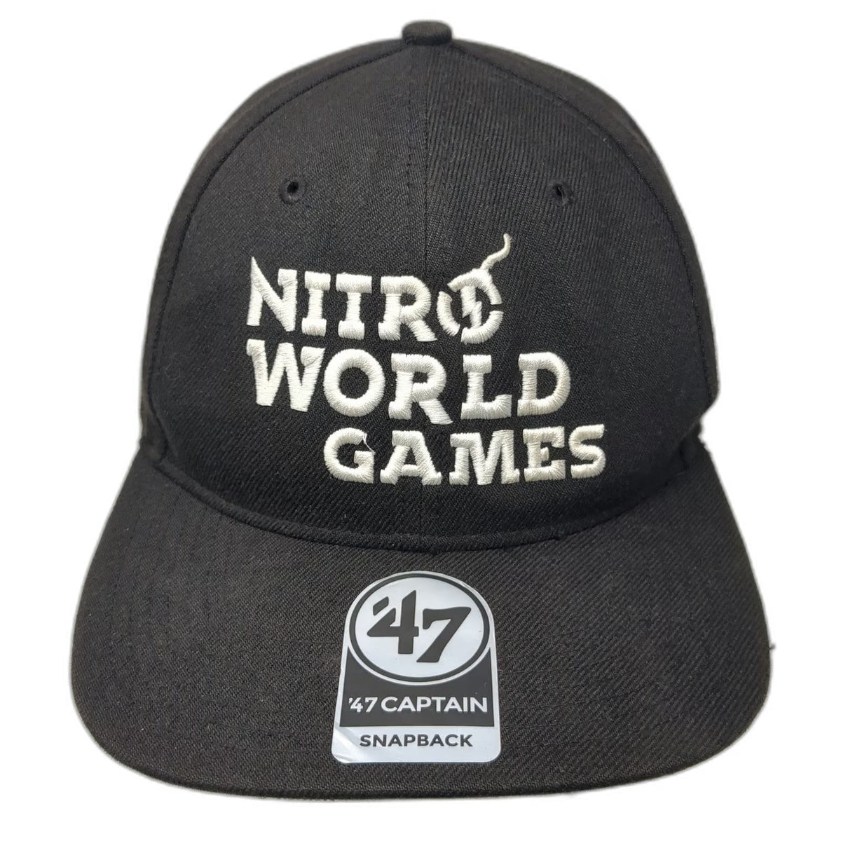 '47 Trucker Hat Black One Size Nitro World Games Snapback Flat Brim Acrylic Wool