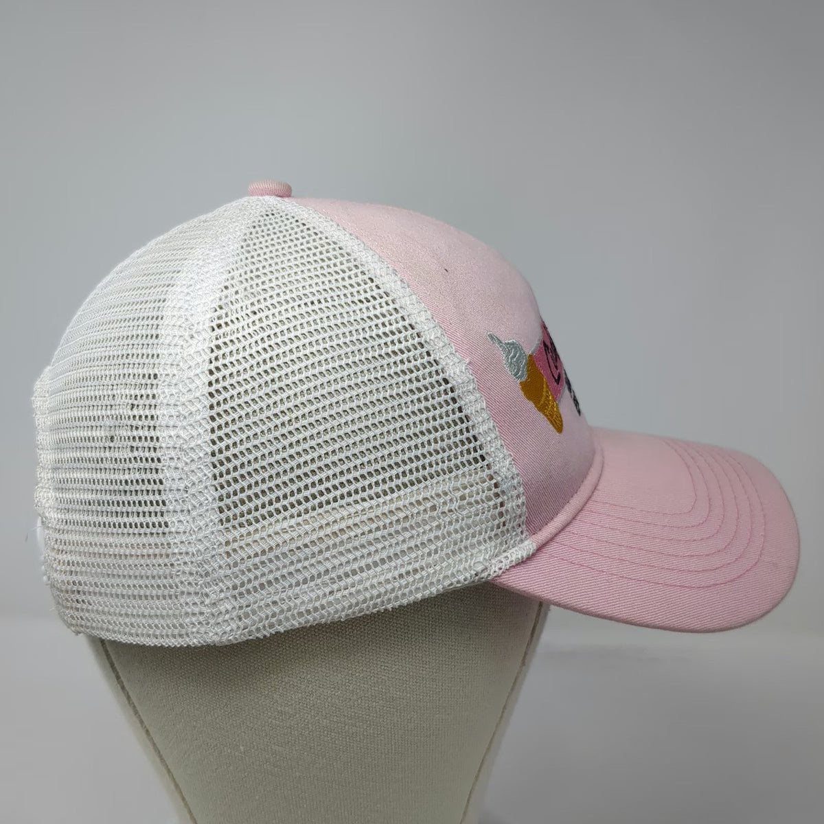 Cap America Trucker Hat Pink White One Size Cindy's Drive-in Granby MA Est 1995