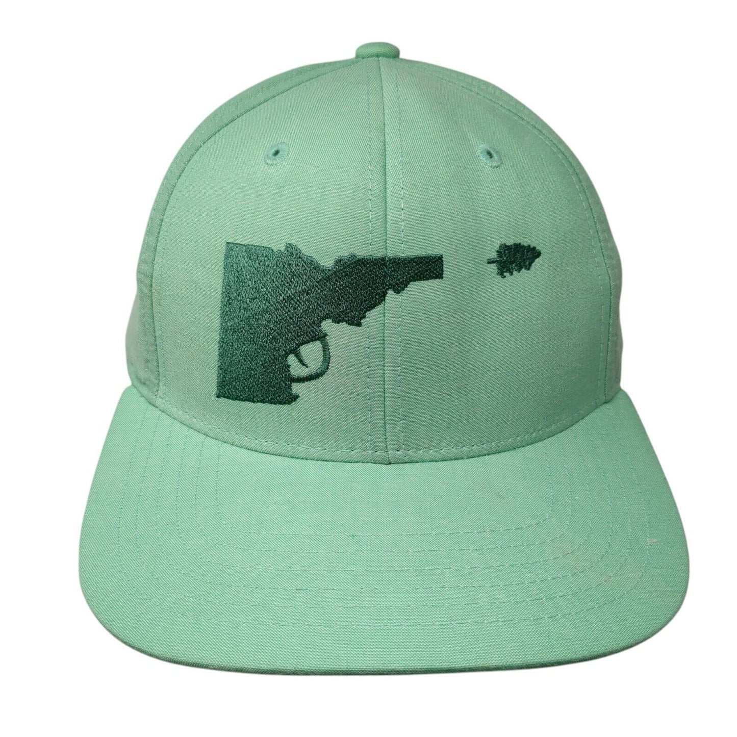 Idaho Gun Snapback Hat Green OSFA Adjustable Embroidered 6 Panel