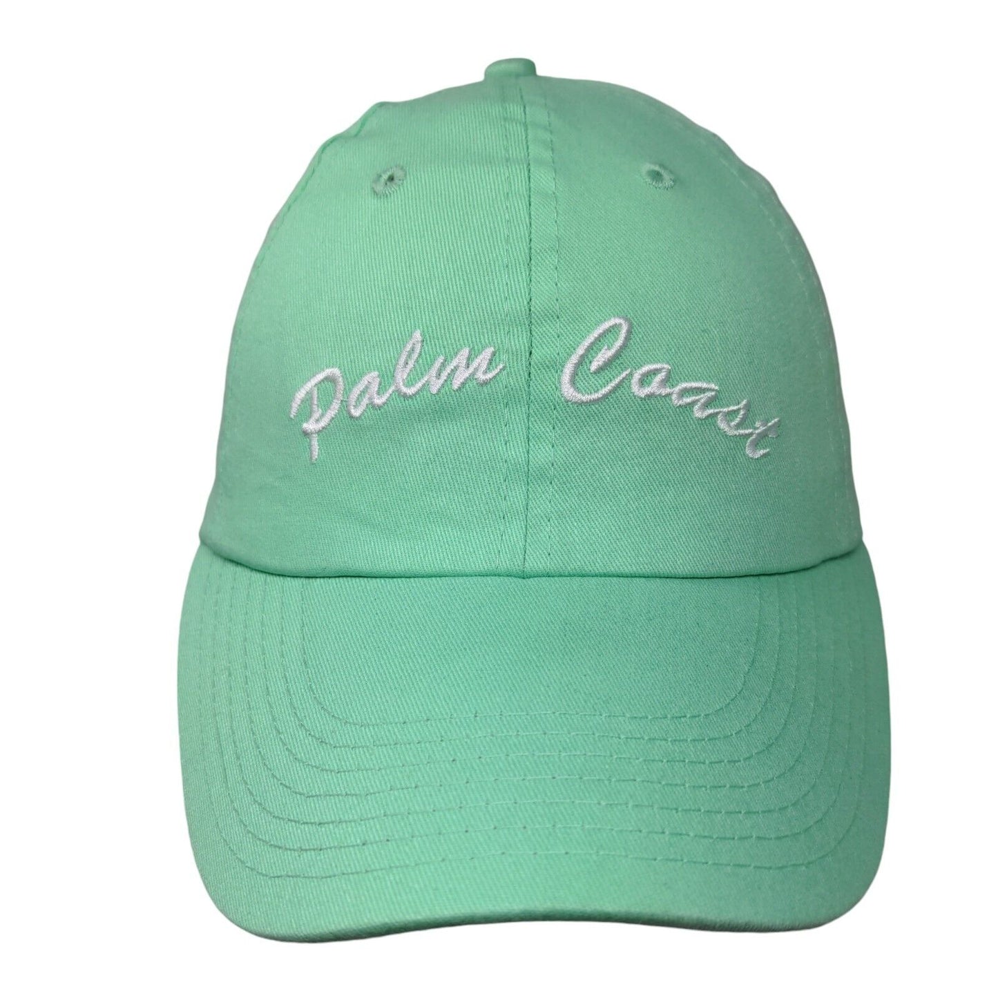 Palm Coast Strapback Hat Twill Cap Green One Size Adjustable Embroidered Cotton