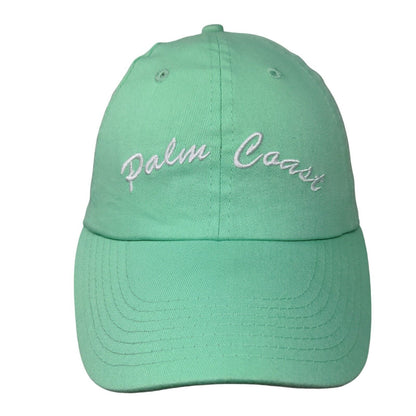 Palm Coast Strapback Hat Twill Cap Green One Size Adjustable Embroidered Cotton