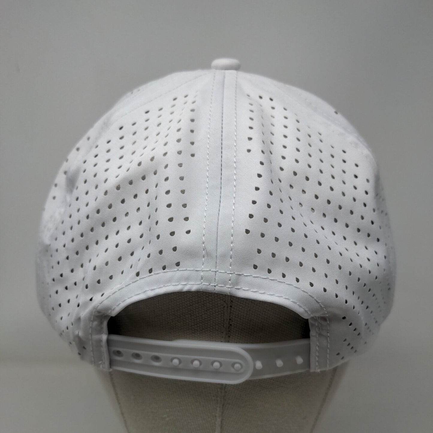 RepCard Snapback Hat White One Size Embroidered Logo Laser Cut