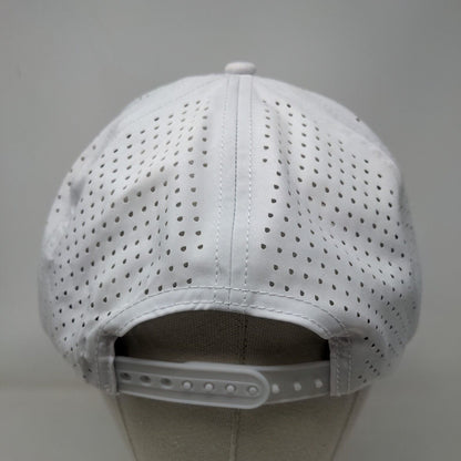 RepCard Snapback Hat White One Size Embroidered Logo Laser Cut