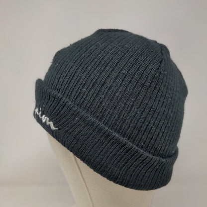 Champion Beanie Hat Black OSFA Stretch Knitted Embroidered Logo Cuffed