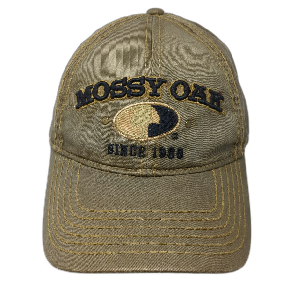 Mossy Oak Baseball Cap Brown One Size Contrast Stitching Adjustable Logo Hat