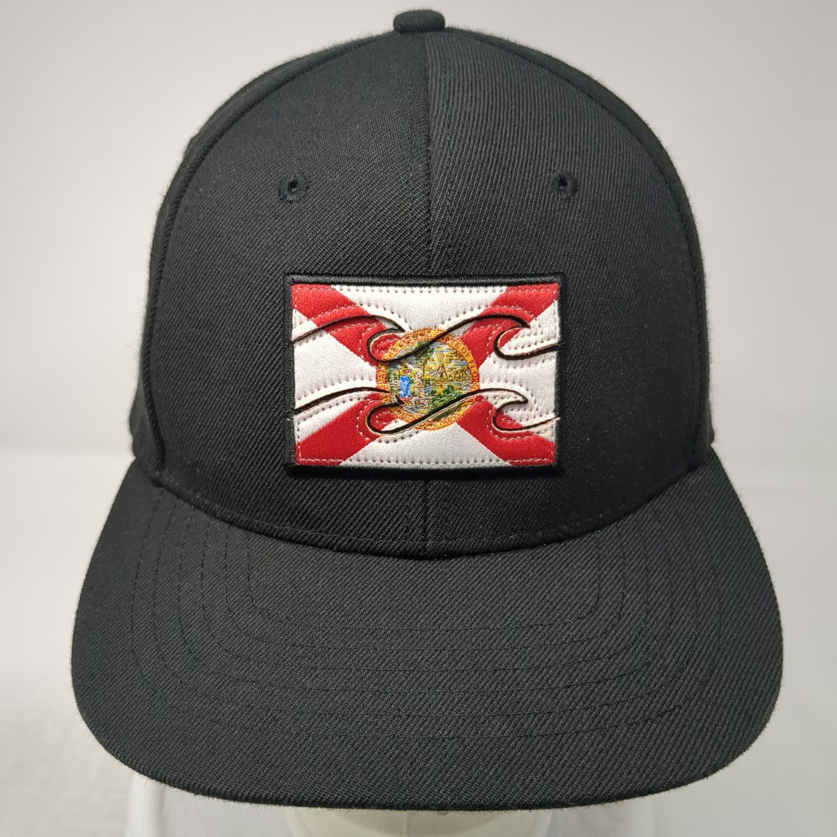 Billabong Snapback Hat Black One Size Florida Flag State Patch Flat Brim Wave