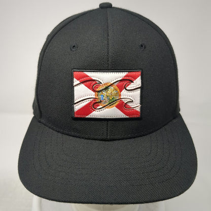 Billabong Snapback Hat Black One Size Florida Flag State Patch Flat Brim Wave