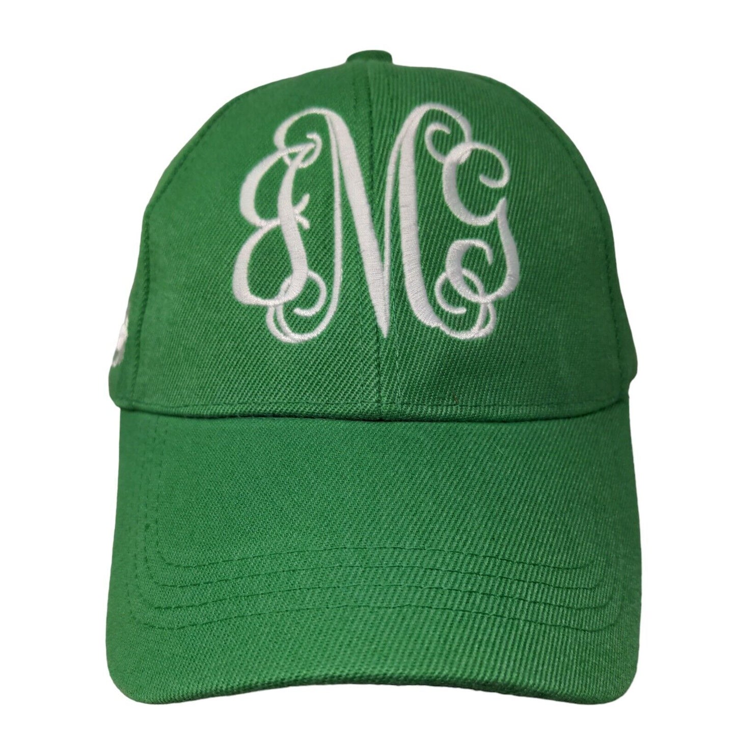 Monogram Strapback Hat Green One Size Adjustable Embroidered 6 Panel