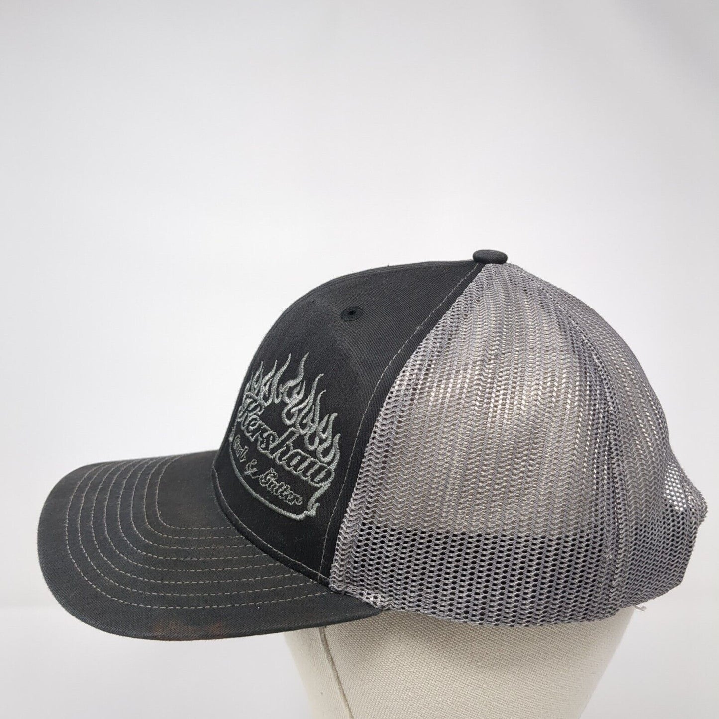 Kershaw Carb & Gutter Snapback Trucker Hat Gray OS Adjustable Mesh Richardson
