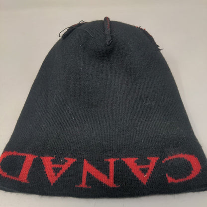 Gertex Men's Canada Knit Beanie Hat Cap Black Gray Pom Pom Maple Leaf