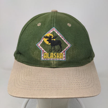 Alaska Moose Slideback Hat Green OSFA Embroidered Adjustable Colorblock