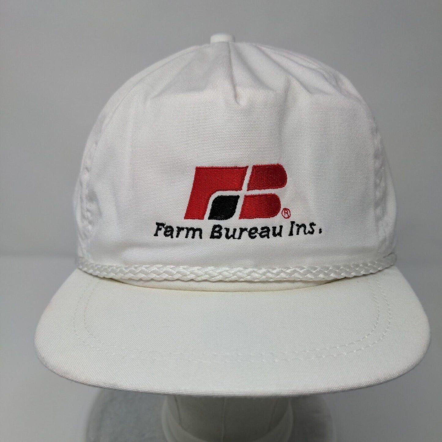 Farm Bureau Ins. Slideback Rope Hat White OSFA Leather Strap Imperial