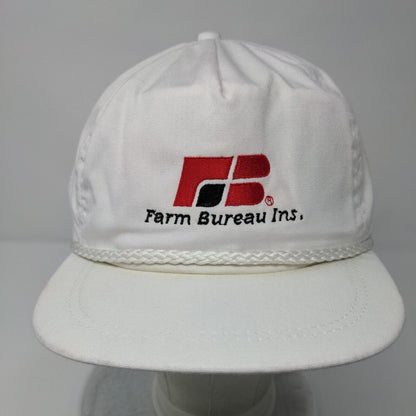 Farm Bureau Ins. Slideback Rope Hat White OSFA Leather Strap Imperial