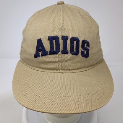 Foxxi ADIOS Baseball Cap Brown Blue OS Leather Strapback Embroidery Hat Made USA